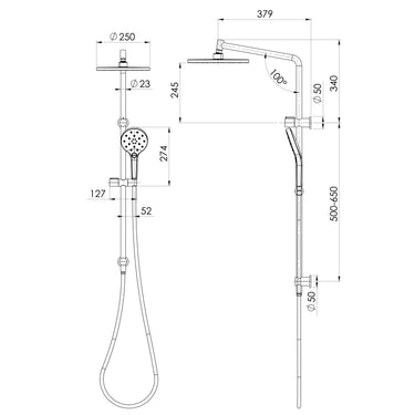 Phoenix | Ormond Brushed Carbon Twin Shower