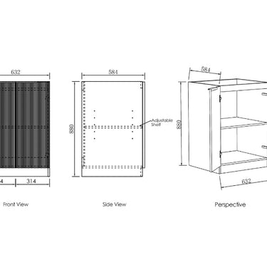 Otti | Bondi Laundry 630 Fluted White Base Cabinet