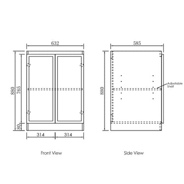 Otti | Hampshire White Base Laundry Cabinet with Stone Top and Sink 1960x600x2100 A
