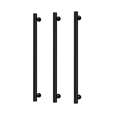 Phoenix | 600mm Matte Black Heated Triple Towel Rail Round