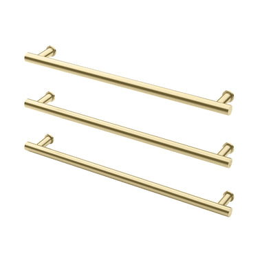 Phoenix | 600mm Brushed Gold Heated Triple Towel Rail Round