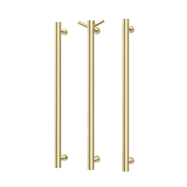 Phoenix | 600mm Brushed Gold Heated Triple Towel Rail Round