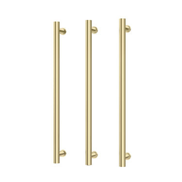 Phoenix | 600mm Brushed Gold Heated Triple Towel Rail Round