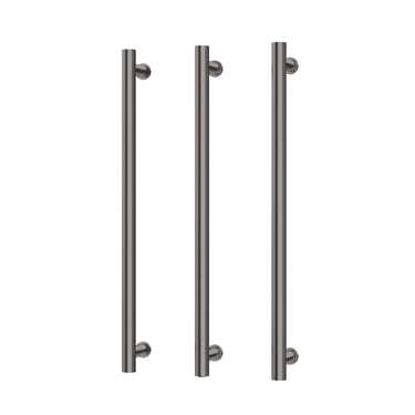 Phoenix | 600mm Brushed Carbon Heated Triple Towel Rail Round