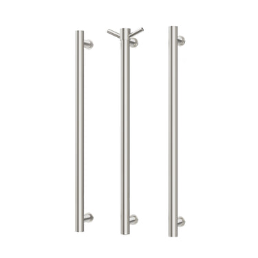 Phoenix | 600mm Brushed Nickel Heated Triple Towel Rail Round