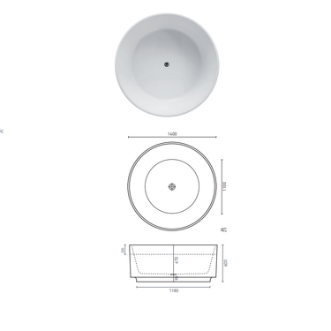 Florencia 1400 Freestanding Bath with Integrated Overflow