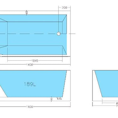 CETO | Casey 1400 x 510mm Right Corner Fit Freestanding Bath Tub