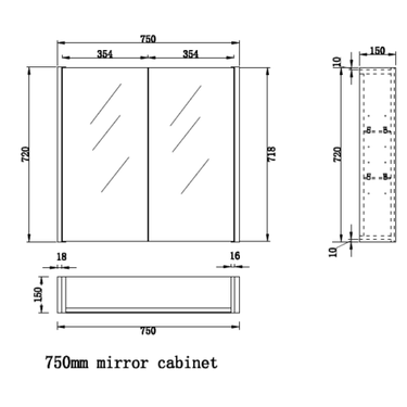 ABS Riva | 750mm Gloss White Shaving Cabinet