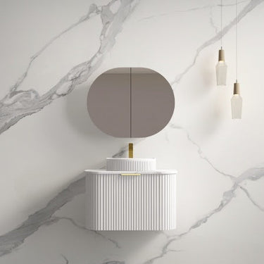 Infinity | Rio 750 Curved Fluted Matte White Wall Hung Vanity - Acqua Bathrooms