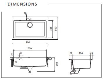 Schock Signus Large Single Bowl 1TH Stone Kitchen & Laundry Sink