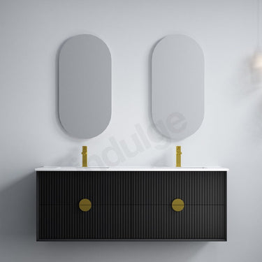 Infinity | Kingo 1500 Matte Black Fluted Wall Hung Vanity - Acqua Bathrooms
