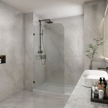 Frameless Fixed Panel Shower Screen Curved Edge