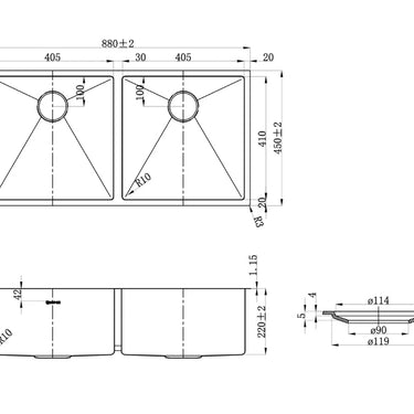 Otti | Arte Sink 88D 880x450x220