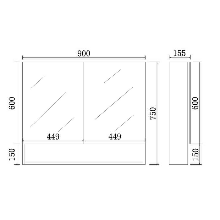 Riva | Gloss White Double Door Vanity 900mm