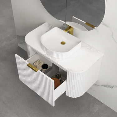 Infinity | Rio 900 Curved Fluted Matte White Wall Hung Vanity - Acqua Bathrooms