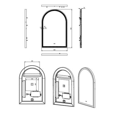 Ceto | Aura 600×900mm Touchless LED Arched Mirror Brushed Nickel