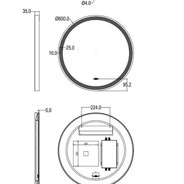 Ceto | Luna 600mm Touchless LED Round Mirror Brushed Nickel
