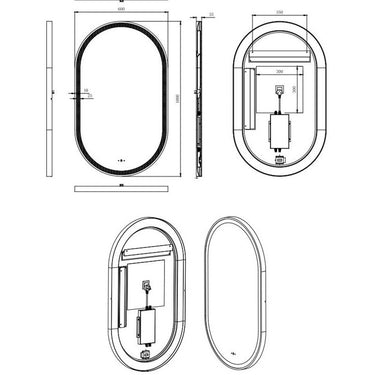 Ceto | Olivia 600×1000mm Touchless LED Oval Mirror Brushed Gold Frame