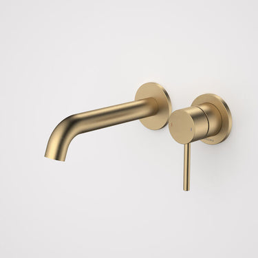 Liano II 175mm Wall Basin / Bath Mixer - 2 x Round Cover Plates - Brushed Brass