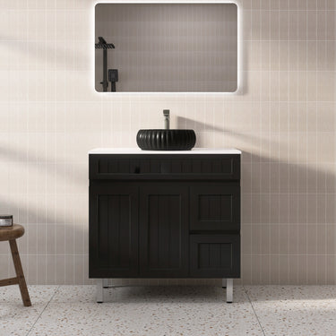 Acacia 900mm Matte Black Vanity Right/Left Hand Drawer