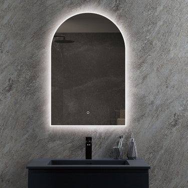 Arched 600 x 900mm Matte White LED Mirror - Three Light Temperatures - Acqua Bathrooms