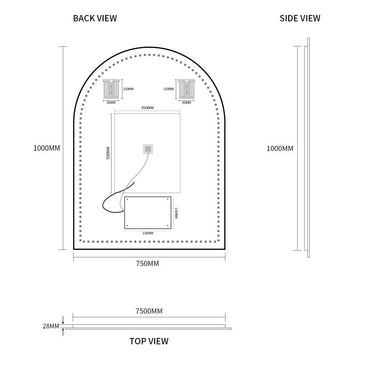 Indulge | Arched Touchless 750 x 1000 LED Mirror - Three Light Temperatures - Acqua Bathrooms