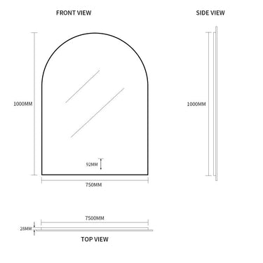Indulge | Arched Touchless 750 x 1000 LED Mirror - Three Light Temperatures - Acqua Bathrooms