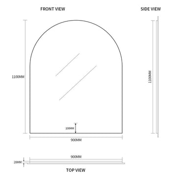 Indulge | Arched Touchless 900 x 1100 LED Mirror - Three Light Temperatures - Acqua Bathrooms