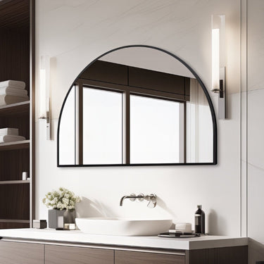 Arched Matte Black 1200 x 800 Framed Mirror - Acqua Bathrooms