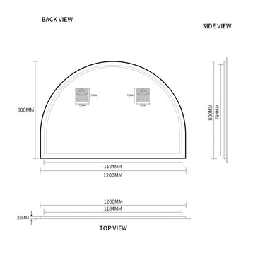Indulge | Arched Matte Black 1200 x 800 Framed Mirror - Acqua Bathrooms