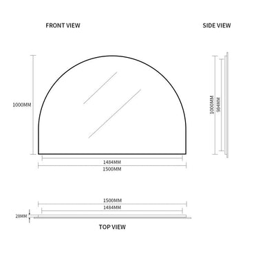 Indulge | Arched Matte Black 1500 x 1000 Framed Mirror - Acqua Bathrooms
