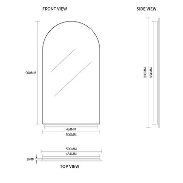 Indulge | Arched Matte Black 500 x 900 Framed Mirror - Acqua Bathrooms