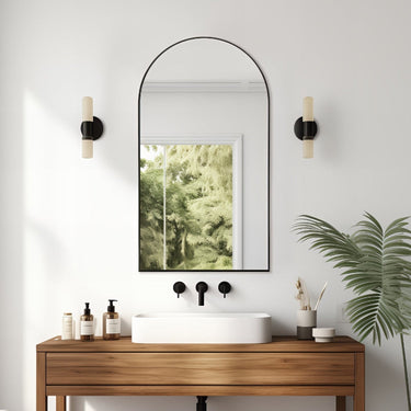 Arched Matte Black 500 x 900 Framed Mirror - Acqua Bathrooms