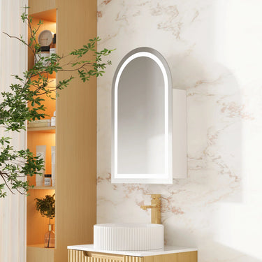 Mercio | Athena 500 x 900mm LED Arched Wall-Hung Shaving Cabinet
