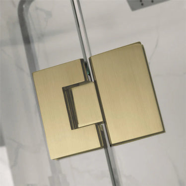 Square Brushed Gold Frameless Corner Shower Screen