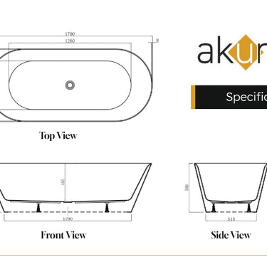 Minca | 1700mm Lucite Freestanding Bath Gloss White