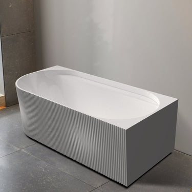 Pavilion Ribbed 1700mm Gloss White Right Corner Fit Freestanding Bath - Acqua Bathrooms