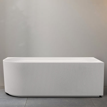 Pavilion Ribbed 1700mm Gloss White Right Corner Fit Freestanding Bath - Acqua Bathrooms