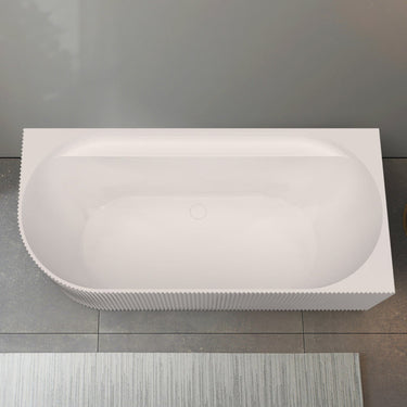 Pavilion Ribbed 1700mm Gloss White Right Corner Fit Freestanding Bath - Acqua Bathrooms