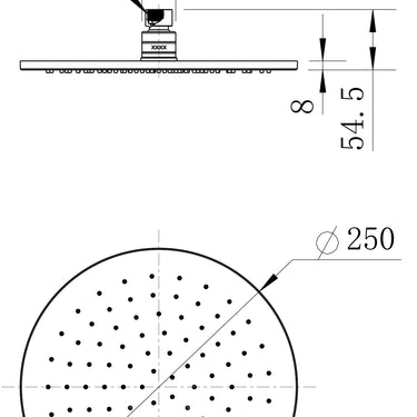 Brass | Brushed Bronze Round shower Head 250mm