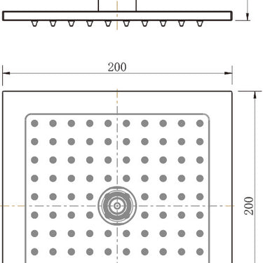 Brass | Matte Black Square Shower Head 200mm