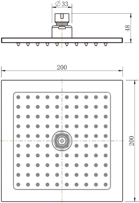 Brass | Chrome Square Shower Head 200mm