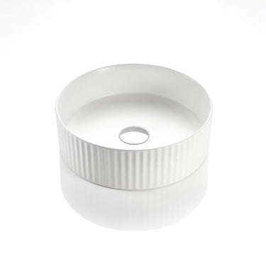 Ceto | Cascade Fluted Above Counter Gloss White Basin