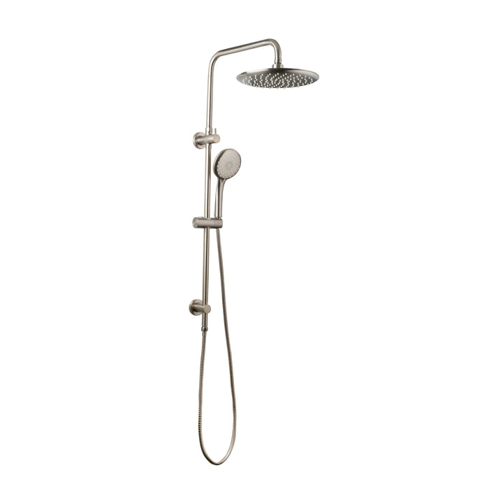 Loui | Brushed Nickel Twin Shower with Rail