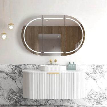 Bondi | Satin White Fluted 1200mm Curve Vanity