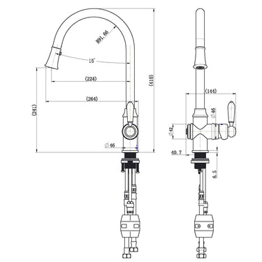 Bordeaux | Chrome Pull-Out Kitchen Mixer