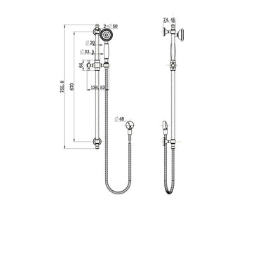 Brushed Nickel Bordeaux Shower On Rail