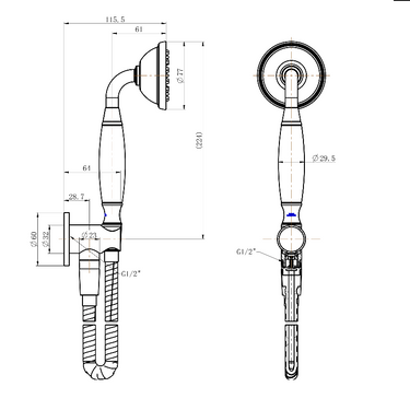 Bordeaux | Chrome Hand Shower on Bracket