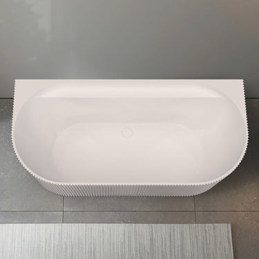 Waverly Ribbed 1700mm Gloss White Back to Wall Freestanding Bath - Acqua Bathrooms