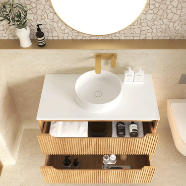 Otti | Byron Fluted 900mm Woodland Oak Wall Hung Vanity